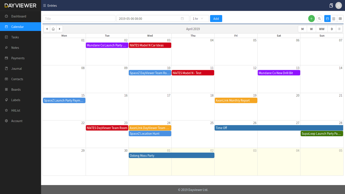 DayViewer Online Calendar, Planner & Organizer